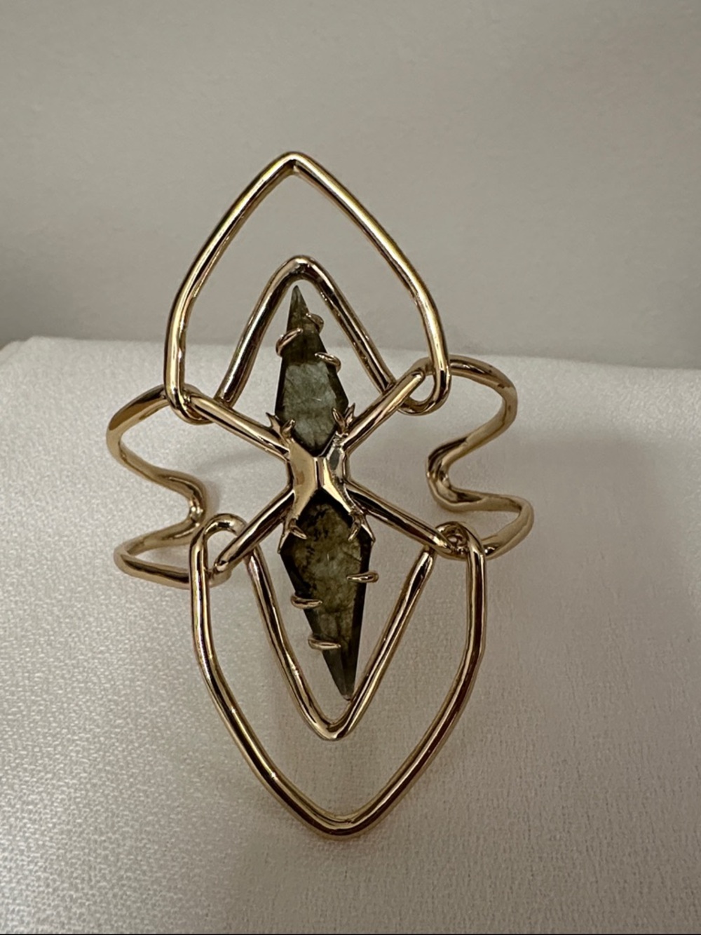 Alexis Bittar Gold-Tone Green Crystal Statement Cuff Bracelet